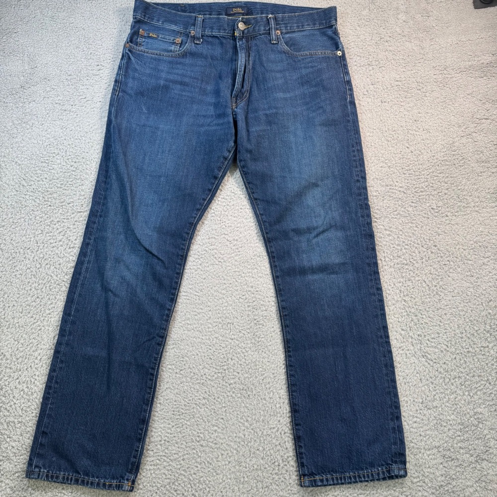 Polo Ralph Lauren Varick‎ Slim Straight Jeans Mens 34x29 Dark Wash Blue Denim
